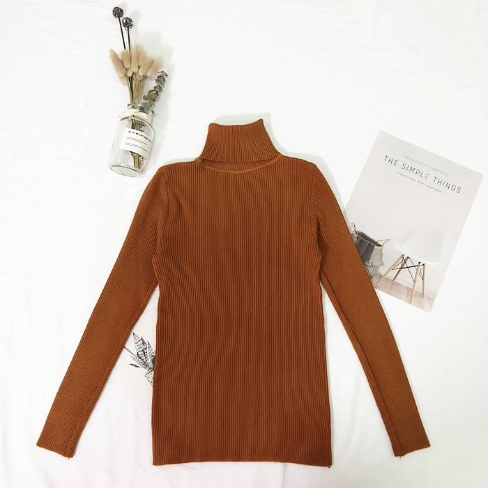 Solid Color Turtleneck Sweater - Kawaii Stop - Autumn, Cotton, Cute, Fashion, Harajuku, Japanese, Kawaii, Korean, Polyester, Solid Color, Streetwear, Sweater, Sweaters, Tops &amp; Tees, Turtleneck, Winter, Women's Clothing &amp; Accessories