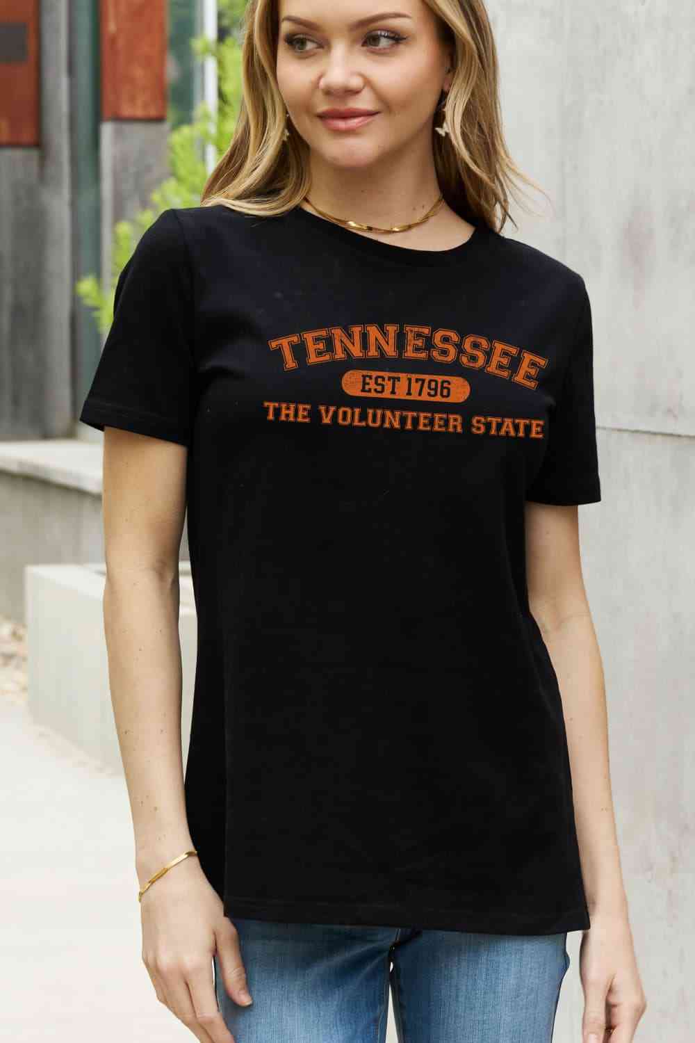 TENNESSEE EST 1796 THE VOLUNTEER STATE Graphic Cotton Tee - Kawaii Stop - 1796 Graphic, Casual Style, Comfortable Fit, Cotton Shirt, Fashionable Comfort, Graphic Tee, Hand Wash Only, Long Length, Premium Quality, Round Neck, Ship From Overseas, Short Sleeves, Show Your Roots, Simply Love, Southern Heritage, T-Shirt, Tennessee Pride, Women's Fashion