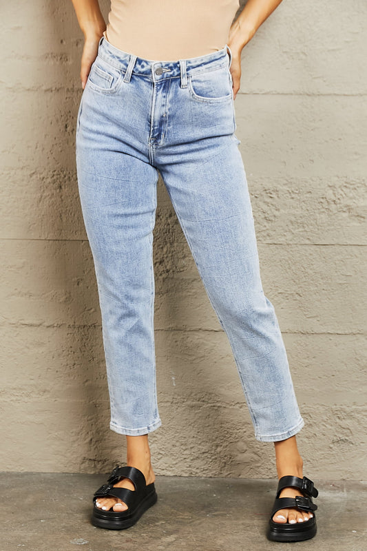 High Waisted Skinny Jeans - Kawaii Stop - BAYEAS, Comfortable Jeans, Flattering Fit, High Waisted Jeans, Highly Stretchy, Light-Medium Wash Denim, Ship from USA, Skinny Fit, Stylish Outfit, Tummy Control, Versatile Jeans, Vintage Charm, Women's Fashion