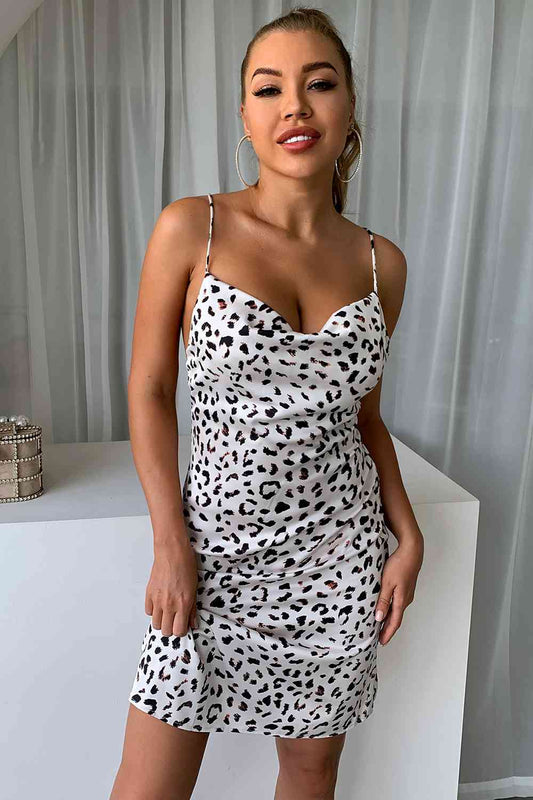 Leopard Spaghetti Strap Backless Dress - Kawaii Stop - Allure and Sophistication, Chic Ensemble, Confidence and Grace, Dress Up for Special Occasions, Fashion Forward, Leopard Backless Dress, Must-Have Dress, Opaque Finish, Ringing-N, Sensual Elegance, Ship From Overseas, Spaghetti Strap Dress, Stylish Outfit, Trendy Attire, Versatile Dress, Wardrobe Essential, Women's Fashion