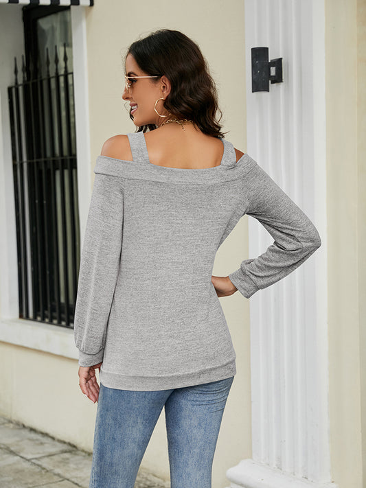Cold Shoulder Cutout Square Neck Blouse - Kawaii Stop - Blouse, Blouses, Cold Shoulder, Comfortable Fabric, Contemporary Style, Fashion-Forward, Ship From Overseas, Shipping Delay 09/29/2023 - 10/02/2023, Solid Pattern, Square Neck Blouse, Stylish Apparel., Versatile Piece, Women's Clothing, X&D