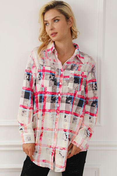 Plaid Button Up Long Sleeve Shirt - Kawaii Stop - Button Up, Casual Outfit, Classic Style, Cozy Comfort, Early Spring Collection, Easy Care, Effortless Style, Fashionable Ensemble, High-Quality Material, Opaque Sheen, Plaid Shirt, Ship From Overseas, Shipping delay February 8 - February 16, Slightly Stretchy, Stylish Cardigan, SYNZ, Timeless Charm, Versatile Clothing, Women's Apparel