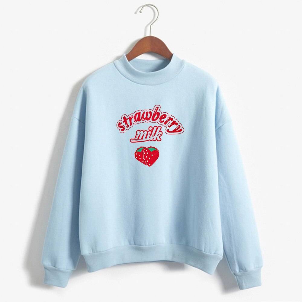 Pastel Strawberry Milk Sweater - Kawaii Stop - Adorable, Cute, Hoodies &amp; Sweatshirts, Kawaii, Milk, Pastel, Strawberry, Sweater, Sweaters, Tops &amp; Tees, Women's Clothing &amp; Accessories