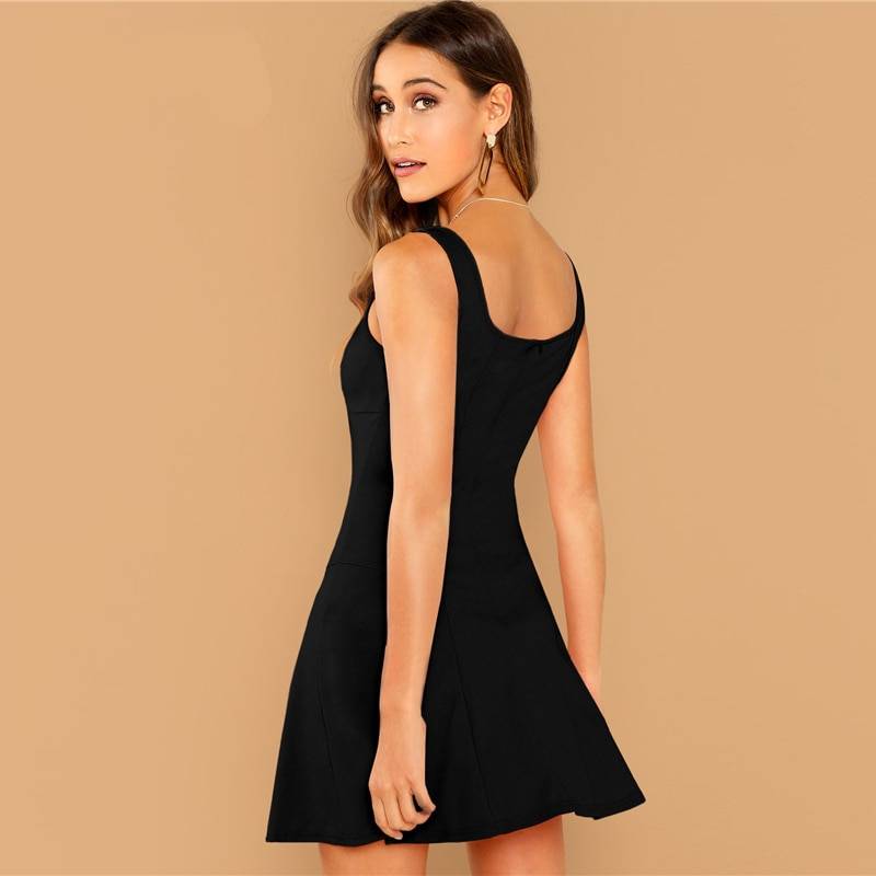 Women's Black Fit And Flare Mini Dress - Kawaii Stop - Dresses, Fit and Flare, Must-Have Dress, Women's Clothing &amp; Accessories, 🏷 Product Tags: Black Dress