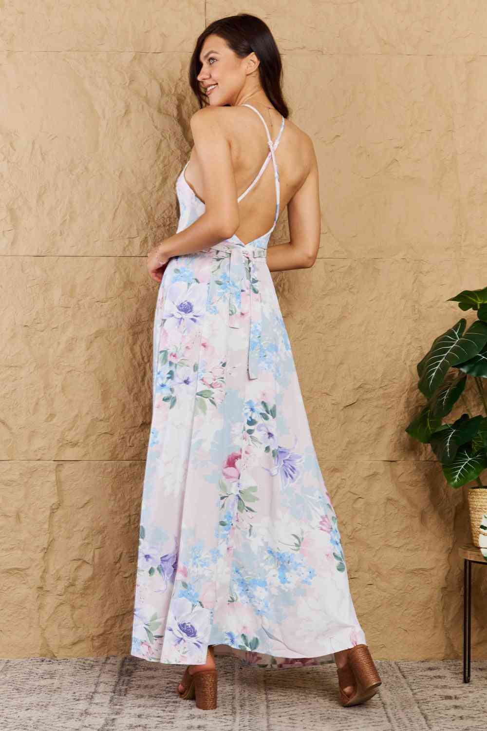 Colorful Floral Print Sleeveless Maxi Dress