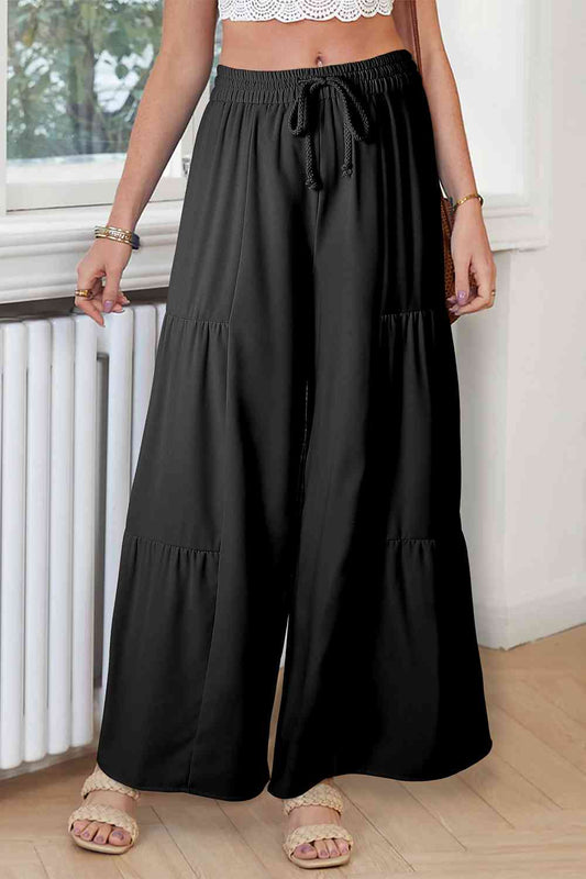 Drawstring Wide Leg Pants - Kawaii Stop - Chic and Relaxed, Comfortable Fashion, Customized Fit, Everyday Comfort, Fashionable Look, High-Quality Material, Opaque Fabric, Pants, Ship From Overseas, SYNZ, Tied Waist, Versatile Wear, Wardrobe Essential, Wide Leg Pants