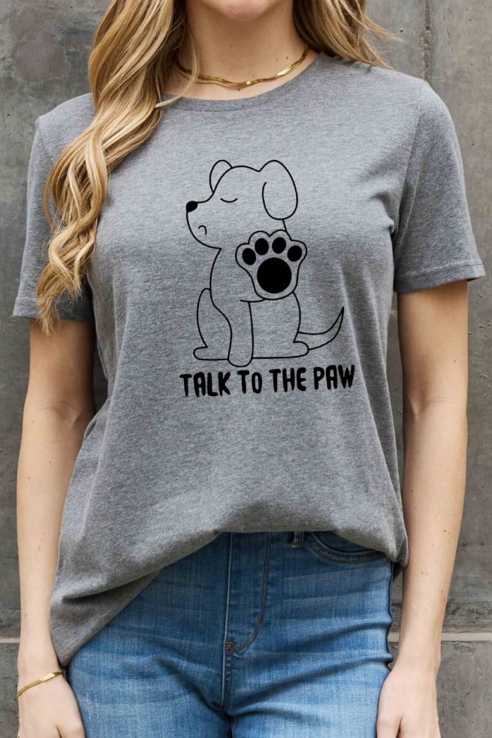 Simply Love Simply Love Full Size TALK TO THE PAW Graphic Cotton Tee - Kawaii Stop - Kawaii Shop