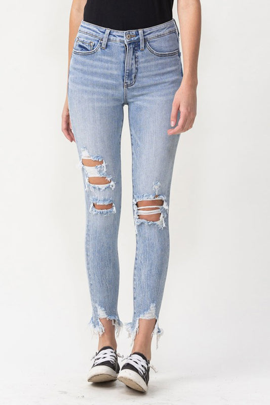 Full Size Lauren Distressed High Rise Skinny Jeans - Kawaii Stop - Black Friday, Comfortable Jeans, Cool Vibes, Cropped Length, Effortless Fashion, Fashion Forward, High Rise, Jeans, Jeans for Women, Rocker Chic, Ship from USA, Skinny Fit, Stylish Apparel, Stylish Wardrobe, Trendy Jeans, Vervet, Women's Fashion