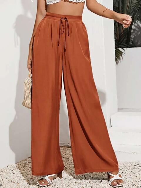 Drawstring Wide Leg Pants - Kawaii Stop - Basic Style, Chic and Relaxed, Comfortable Fashion, Everyday Comfort, Fashionable Look, High-Quality Material, O@M@G, Opaque Fabric, Pants, Ship From Overseas, Versatile Wear, Wardrobe Essential, Wide Leg Pants