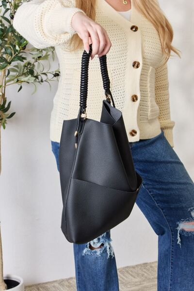 Vegan Leather Handbag with Pouch - Kawaii Stop - Animal-Friendly, Day to Night, Eco-Friendly Fashion, Everyday Companion, Imported Quality, Luxury Look, Minimalist Design, Ship from USA, SHOMICO, Stylish Accessory, Sustainable Fashion, Vegan Leather Handbag, Zipper Pouch