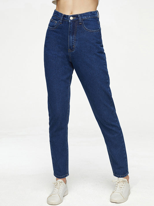 Casual Buttoned Long Jeans - Kawaii Stop - Buttoned Denim, Casual Jeans, Classic Solid Pattern, Comfortable Style, Effortless Chic, Everyday Comfort, Huango, Jeans, Jeans for Women, Long Jeans, No Stretch, Ship From Overseas, Shipping Delay 09/29/2023 - 10/01/2023, Versatile Denim, Women's Fashion