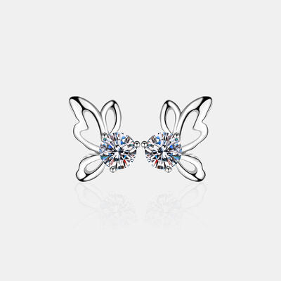 1 Carat Moissanite Butterfly Shape Earrings - Kawaii Stop - 925 Sterling Silver, Butterfly Design, Certificate of Authenticity, DY-N, Early Spring Collection, Elegant Accessories, Gemstone Jewelry, Limited Warranty, Moissanite Butterfly Earrings, Nature-inspired Jewelry, Ship From Overseas, Shipping delay February 7 - February 16, Sophisticated Elegance, Stylish Grace
