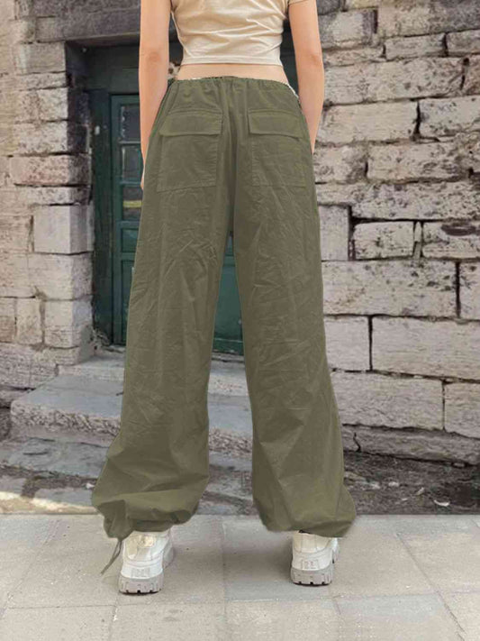 Drawstring Waist Pants with Pockets - Kawaii Stop - Chic and Functional, Comfortable Fashion, Customized Fit, Drawstring Waist Pants, Everyday Comfort, Fashionable Look, High-Quality Material, Opaque Fabric, P.B@PU, Pockets, Ship From Overseas, Versatile Wear, Wardrobe Essential