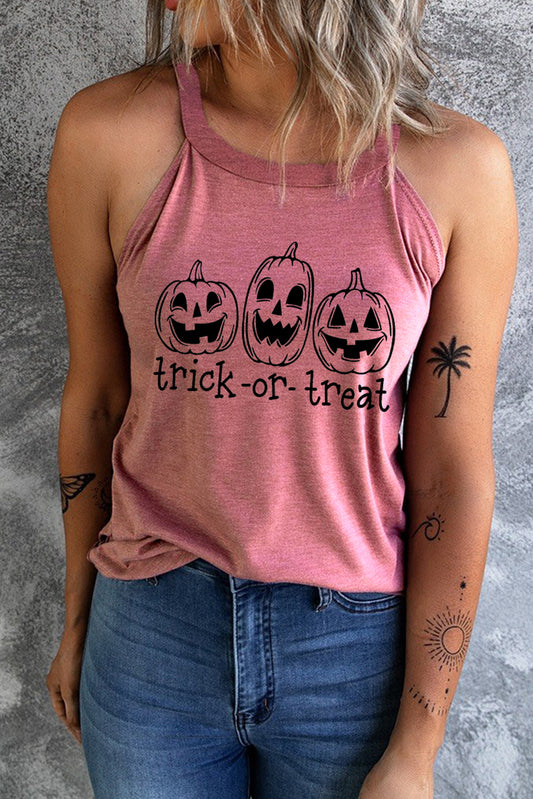TRICK OR TREAT Graphic Tank Top - Kawaii Stop - Casual Style, Classic Round Neck, Comfortable Fit, Festive Apparel, Festive Charm, Graphic Tank Top, Halloween, Halloween Outfit, Holiday Fashion, Must-Have Piece, Opaque, Ship From Overseas, Sleeveless, Soft Material, Spooky Vibes, Stylish Top, SYNZ, Trick or Treat, Women's Clothing