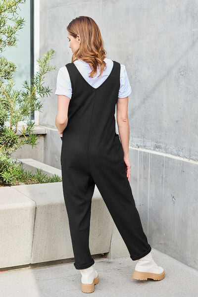 Sleeveless Straight Jumpsuit - Kawaii Stop - Casual Chic, Double Take, Dress It Down, Dress It Up, Easy Care, Polyester Blend, Practical Pockets, Ship from USA, Sleeveless Jumpsuit, Sophisticated Look, Straight Cut, Versatile, Wardrobe Essential