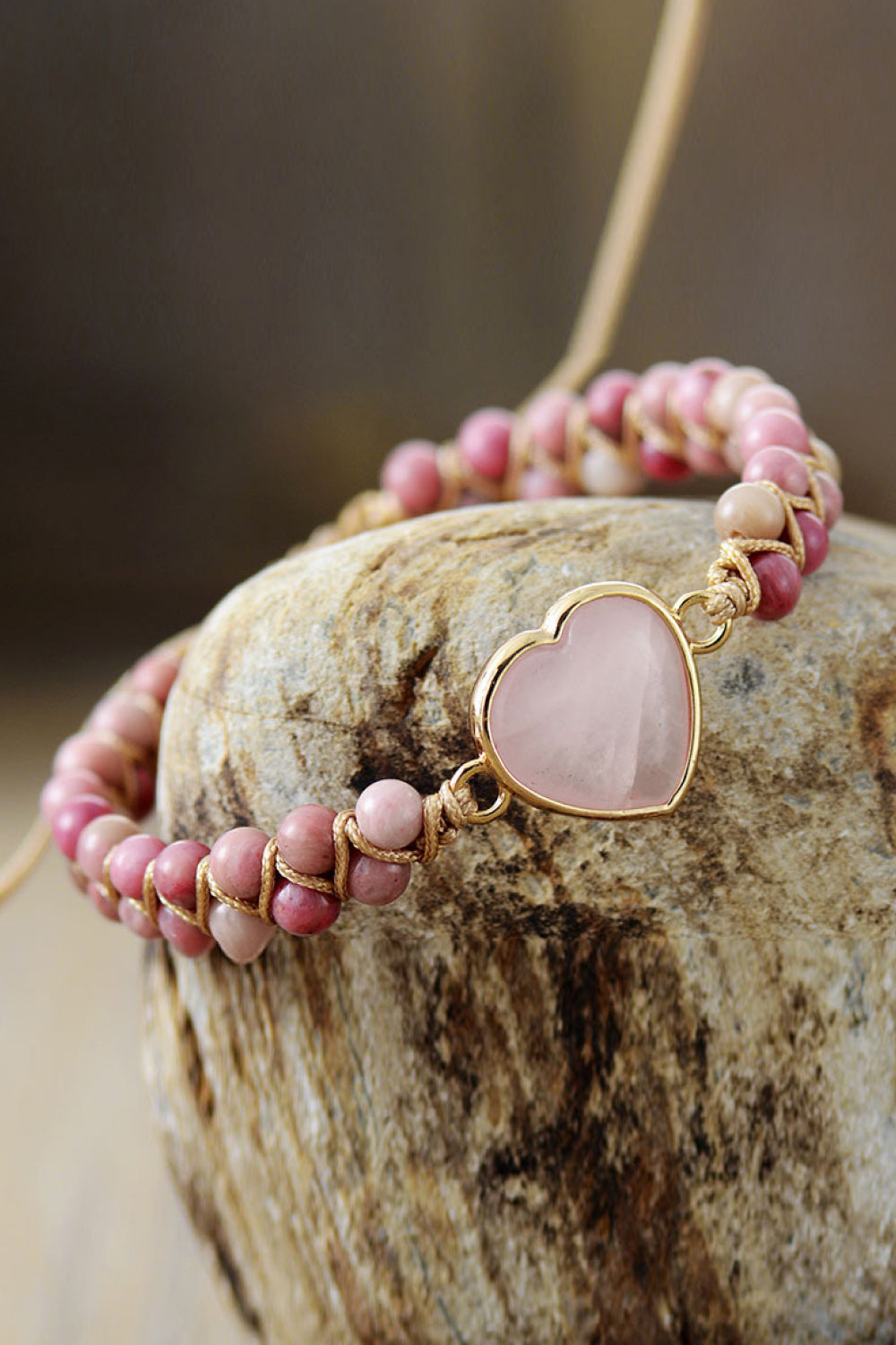 Rose Quartz Heart Beaded Bracelet - Pink / One Size - Women’s Jewelry - Bracelets - 2 - 2024