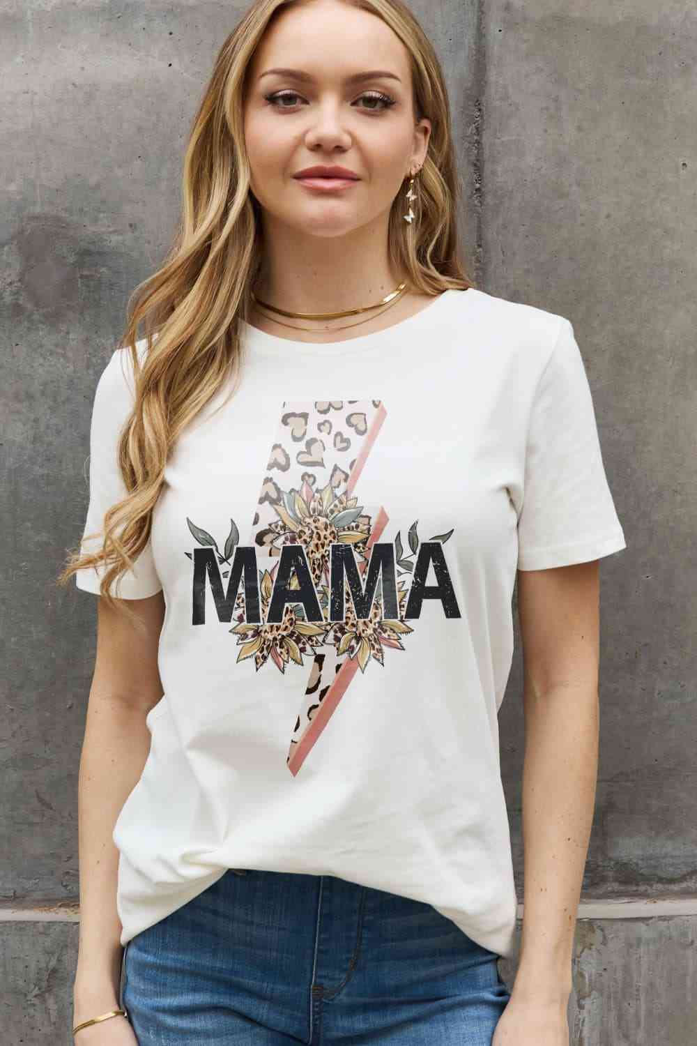 MAMA Graphic Cotton Tee - Kawaii Stop - C-Star, Comfortable, Fashion, Graphic Pattern, Hand Wash, High-Waisted Jeans, Motherhood, Must-Have, Proud Mama, Ship From Overseas, Simply Love, Slightly Stretchy, Sneakers, Statement Necklace, T-Shirt, Women's Clothing