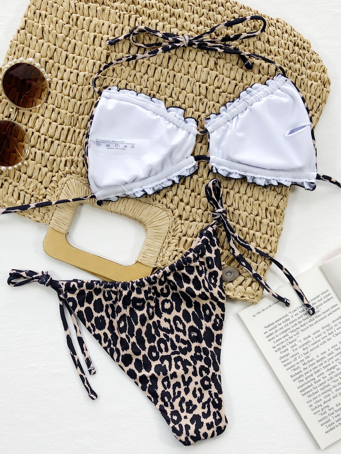 Frill Trill Halter Neck Bikini Set - Kawaii Stop - Beachwear, Bikini, Comfortable, Double.T, Fashion., Frill, Halter Neck, Leopard Print, Removable Padding, Ship From Overseas, Shipping Delay 09/29/2023 - 10/04/2023, Solid Color, Stylish, Swim, Swimsuits, Swimwear, Tie Side, Two Piece Swimsuits, Women's Clothing