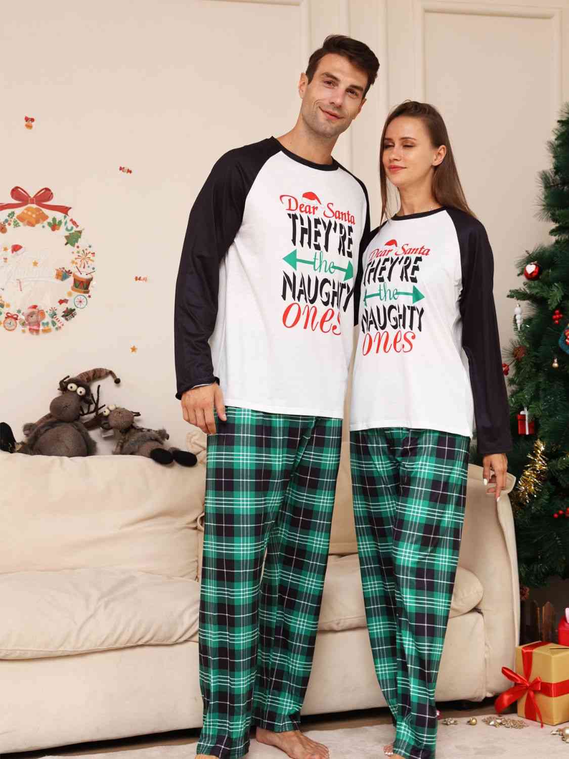 Full Size Graphic Top and Plaid Pants Set