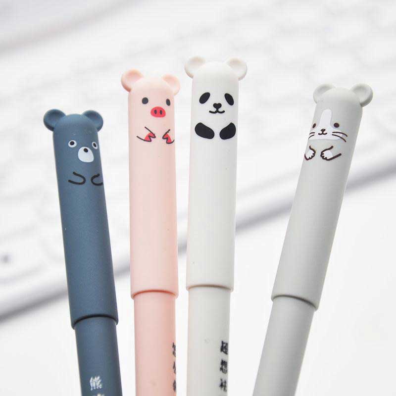 Kawaii Animal Gel Pen Set - Kawaii Stop - 0.35mm, 4+20, Bear, Black, Blue, Cat, Erasable, Gel Pen, Gift, Handle, Ink, Kawaii, Office Supplies, Pcs/Set, Pens &amp; Pencils, Pig, Refills, Rods, School, Stationary &amp; More, Washable