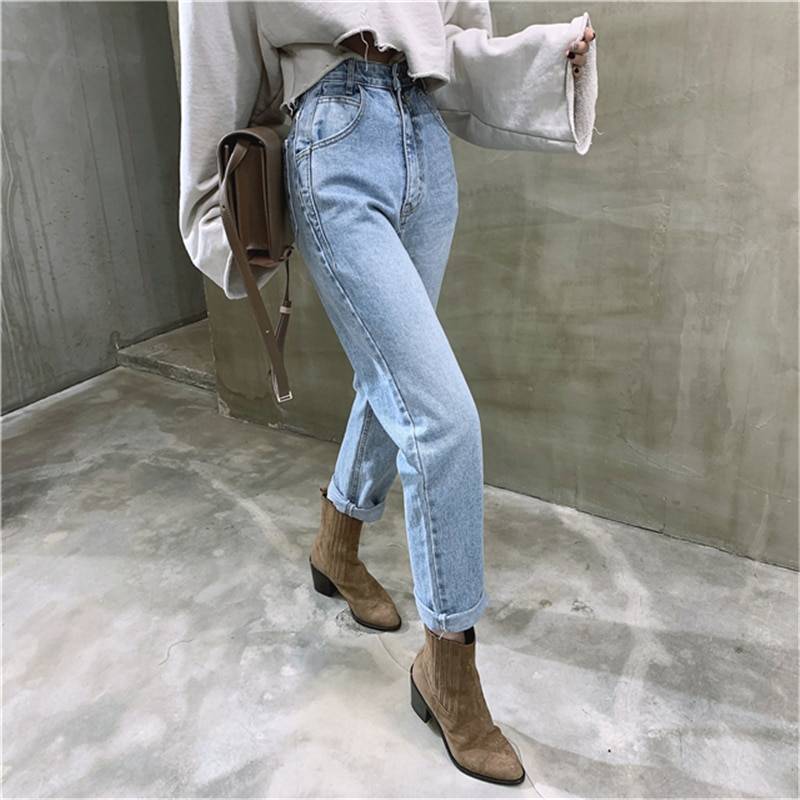 Straight Loose Denim Jeans - Kawaii Stop - Adorable, Blue, Bottoms, Cotton, Cute, Denim, Fashion, Harajuku, Japanese, Jeans, Kawaii, Korean, Loose, Polyester, Solid, Straight, Women's Clothing &amp; Accessories