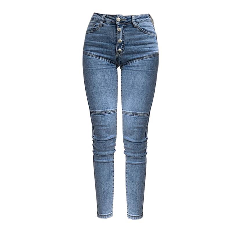 Women's High Waist Skinny Jeans - Kawaii Stop - Bottoms, Button Fly, Cotton, Gray, High Waist, Jeans, Light Blue, Pencil Pants, Polyester, Skinny, Spandex, Vintage, Women's Clothing &amp; Accessories