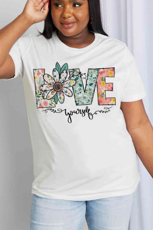 LOVE YOURSELF Graphic Cotton Tee - Kawaii Stop - C-Star, Casual Style, Chic Look, Comfortable Fit, Confidence Booster, Cotton Graphic Tee, Everyday Wear, Fashion, High-Quality Cotton, Love Yourself Tee, Must-Have, Opaque Tee, Round Neck, Self-Love, Ship From Overseas, Short Sleeves, Slightly Stretchy, Stylish, T-Shirt, Versatile, Wardrobe Essential, Women's Tee