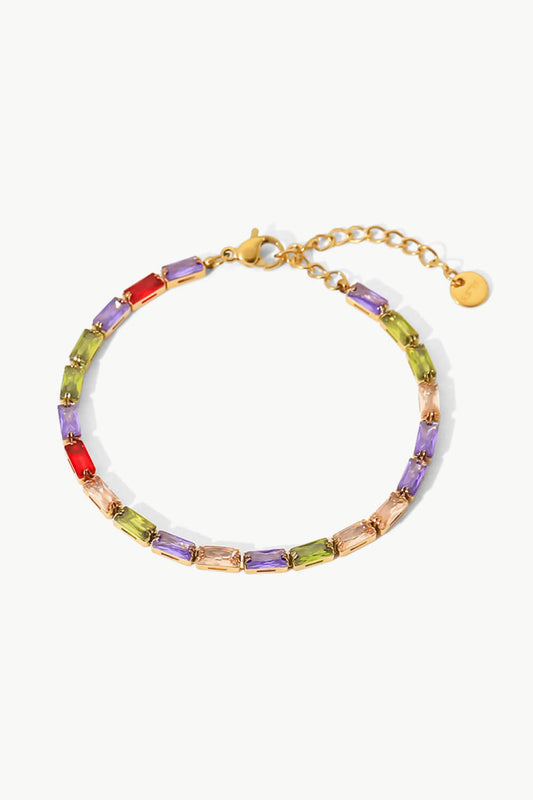 18K Gold Plated Multicolored Cubic Zirconia Bracelet - Kawaii Stop - 18K Gold Plated, Bracelet, Bracelets, Cubic Zirconia Bracelet, Elegant Jewelry, Imported, Jack&Din, Premium Material, Ship From Overseas