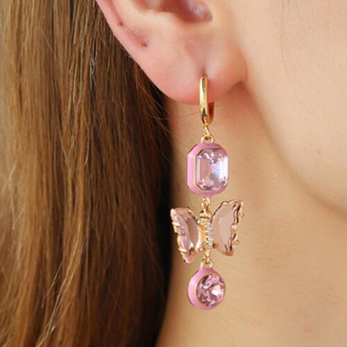 3-Piece Heart, Butterfly Shape Earrings - Kawaii Stop - 18K Gold-Plated, Butterfly Shape, Charming, Copper, Delightful Trio, Earrings Set, Fashion Jewelry, Gift Idea, Heart Shape, Imported, Ken, Luxurious Finish, Mix and Match, Rhinestone Accents, Ship From Overseas, Sparkle, Versatile Styling, Whimsical