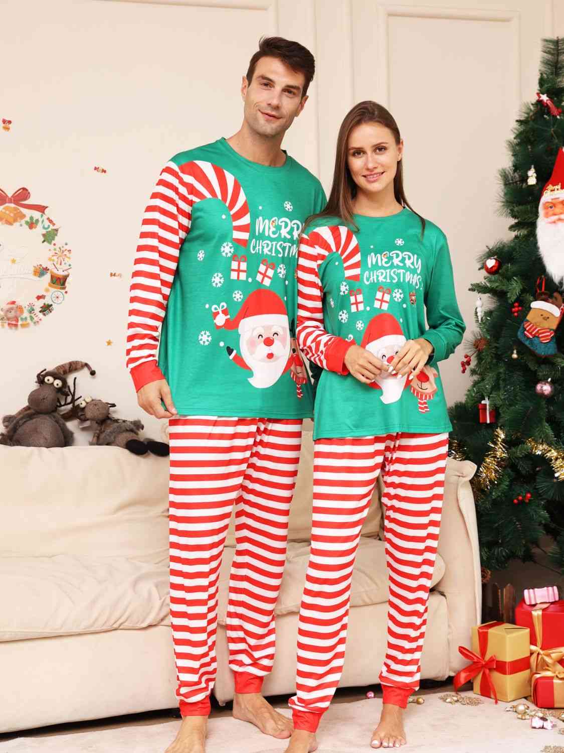 Full Size MERRY CHRISTMAS Top and Pants Set - Kawaii Stop - Cheerful Design, Christmas, Christmas Ensemble, Christmas Spirit, Comfortable Fit, Cozy Celebration, Festive Attire, Holiday Comfort, Holiday Wardrobe, Seasonal Style, Ship From Overseas, Two-Piece Set, Z.Y@
