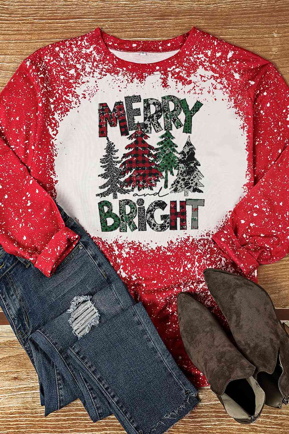 MERRY BRIGHT Graphic Long Sleeve T-Shirt - Kawaii Stop - Casual Comfort, Christmas, Christmas T-Shirt, Festive Fashion, Festive Look, Graphic Tee, Holiday Apparel, Holiday Cheer, Seasonal Style, Ship From Overseas, SYNZ, Winter Wardrobe