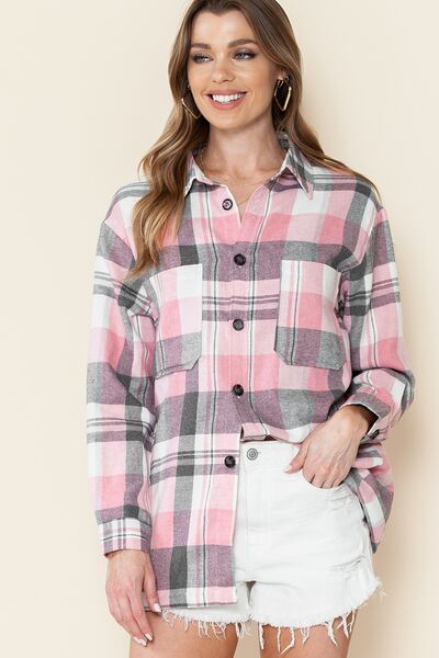 Plaid Button Up Long Sleeve Shirt - Kawaii Stop - Button Up Top, Casual Chic, Classic Style, Comfortable Fit, Cozy Evening, Day Out, Early Spring Collection, Easy Care, Fashion Statement, High-Quality Material, Modern Twist, Must-Have Shirt, Opaque Sheen, Plaid Shirt, Pocket Detail, Roll-Up Sleeves, Ship From Overseas, Shipping delay January 28 - February 20, Statement Belt, Stylish Wardrobe, Trendy Outfit, Versatile Clothing, Women's Apparel, Y&X