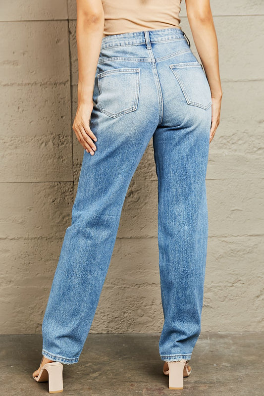 High Waisted Straight Jeans - Kawaii Stop - BAYEAS, Casual Wear, Chic Style, Comfortable Fit, Cotton Jeans, Curve-Enhancing, Denim Fashion, Distressed Denim, Dressy Outfit, Everyday Fashion, Fashionable, Fashionista, High Waisted Jeans, Jeans, Jeans for Women, Long Length, Ship from USA, Straight Leg, Stylish, Timeless Elegance, Trendy Jeans, Versatile, Wardrobe Essential, Wardrobe Upgrade, Women's Clothing