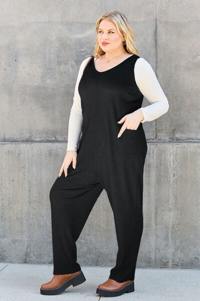 Sleeveless Straight Jumpsuit - Kawaii Stop - Casual Chic, Double Take, Dress It Down, Dress It Up, Easy Care, Polyester Blend, Practical Pockets, Ship from USA, Sleeveless Jumpsuit, Sophisticated Look, Straight Cut, Versatile, Wardrobe Essential
