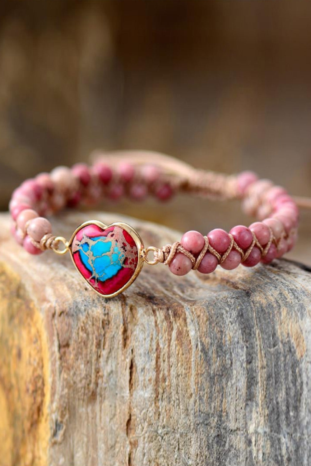 Handmade Heart Shape Natural Stone Bracelet - Pink / One Size - Women’s Jewelry - Bracelets - 11 - 2024