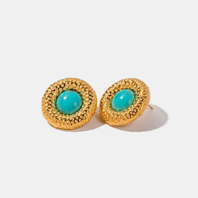 Artificial Turquoise Stainless Steel Gold-Plated Earrings - Kawaii Stop - Care Instructions, Contemporary Elegance, Early Spring Collection, Fashion Statement, Gold-Plated Accents, Jack&Din, Modern Accessories, Ship From Overseas, Shipping delay February 3 - February 16, Stainless Steel Jewelry, Styling Tips, Turquoise Earrings, Vibrant Style