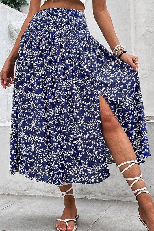 Ditsy Floral Slit High Waist Skirt - Kawaii Stop - Beach-Ready Ensemble, Carefree Fashion, Easy Care, Floral Skirt, High Waist, Hundredth, Ship From Overseas, Skirt, Skirts, Slit Design, Vacation Style, Women's Clothing