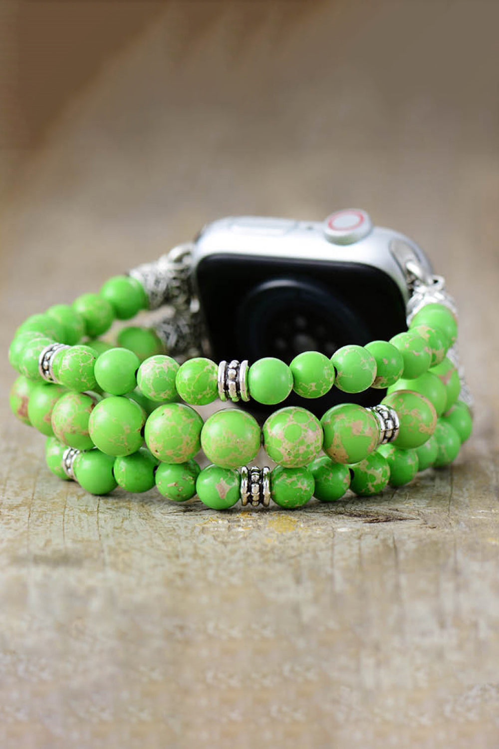 Synthetic Imperial Jasper Beaded Watchband Bracelet - Green / S - Women’s Jewelry - Watch Bands - 3 - 2024