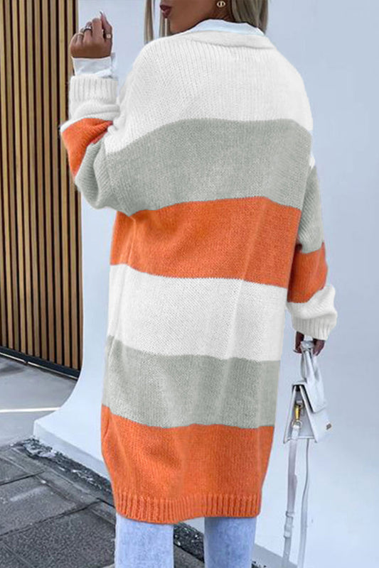 Color Block Open Front Duster Cardigan - Kawaii Stop - Cardigan, Cardigans, Color Block, Comfortable, Easy Care, Fall Fashion, Fashion, Ship From Overseas, Stylish, SYNZ, Versatile, Wardrobe Essential, Women's Clothing