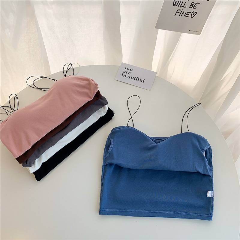 Basic Crop Top Sleeveless - Kawaii Stop - America, Camis &amp; Tops, Camisoles, Comfortable, Cotton, Crop, Crop Top, Fashion, Female, Intimate, On, Seamless, Sexy, silky, Slim, Soft, Spandex, Square, Strap, Straps, Tanks, Thin, Top, Tops &amp; Tees, Tube, Tube Top, Underwear, Vest, Women, Women's, Women's Clothing &amp; Accessories