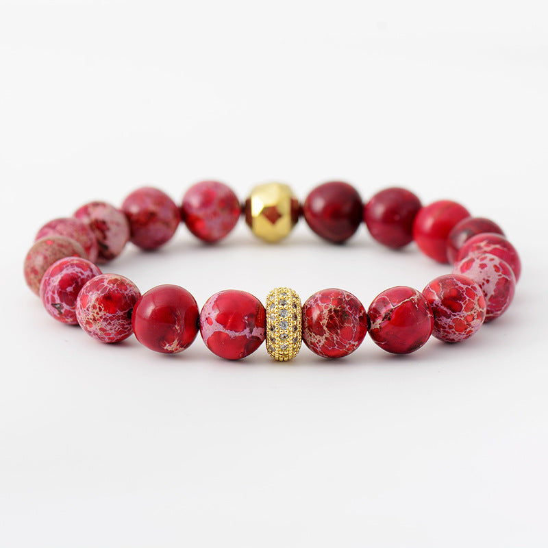Natural Stone Beaded Bracelet - Red / One Size - Women’s Jewelry - Bracelets - 6 - 2024