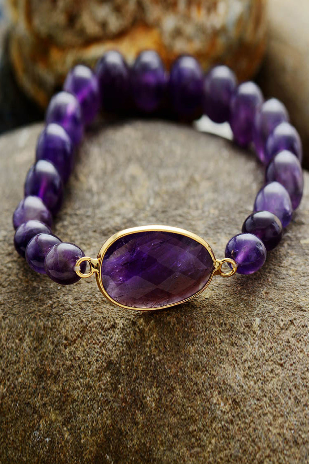 Handmade Amethyst Beaded Bracelet - Kawaii Stop - Amethyst Bracelet, Beaded Jewelry, Bracelet, Bracelets, Copper, Elegant, Handmade, Healing Crystal, Imported, L.Z., Meaningful, Modern Style, Ship From Overseas, Shipping Delay 09/29/2023 - 10/06/2023, Sophisticated, Women's Fashion