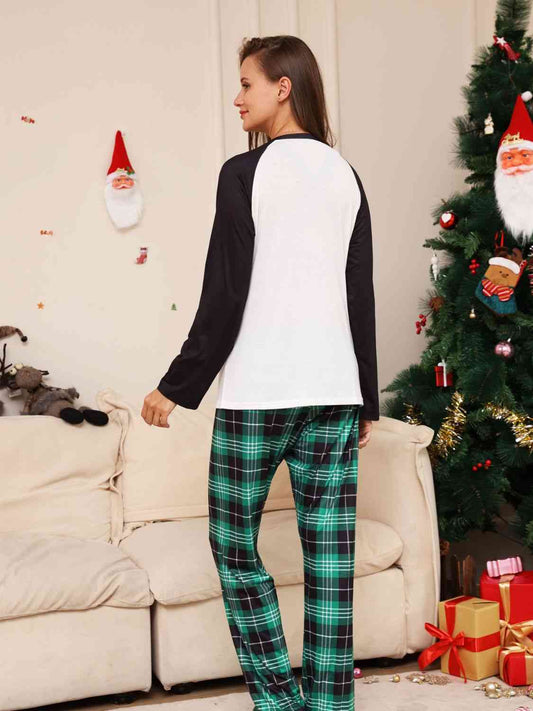 Full Size Graphic Top and Plaid Pants Set - Kawaii Stop - Christmas, Comfortable Fit, Daily Wear, Easy Care, Effortless Chic, Everyday Fashion, Graphic Set, Plaid Pants, Seasonal Wardrobe, Ship From Overseas, Slightly Stretchy, Trendy Ensemble, Women's Outfit, Z.Y@