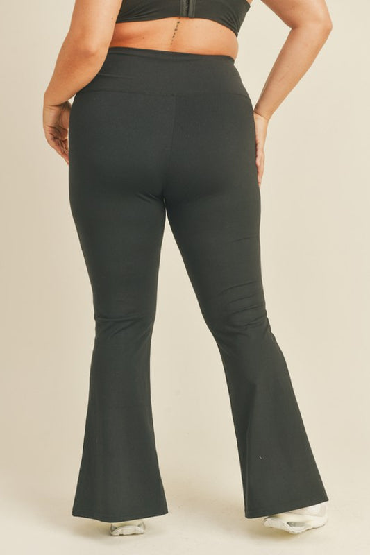 Kimberly C Full Size Slit Flare Leg Pants in Black - Kawaii Stop - Kawaii Shop