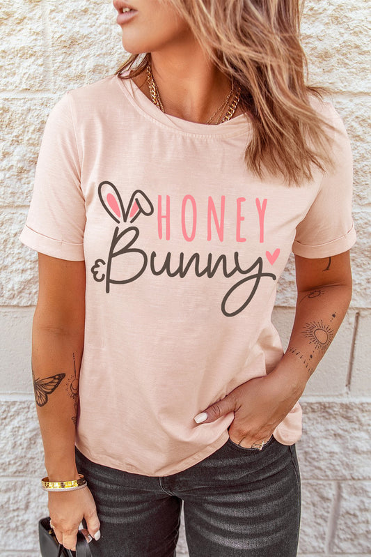 HONEY BUNNY Graphic Easter Tee - Kawaii Stop - Casual Style, Comfortable, Easter Celebration, Easter Graphic Tee, Easy Care, Everyday Wear, Festive Fashion, Holiday Fashion, HONEY BUNNY, No Sheer, Playful Design, Round Neck T-Shirt, Ship From Overseas, Size Guide, Stylish Apparel, SYNZ, T-Shirt, T-Shirts, Tee, Women's Clothing, Women's Top