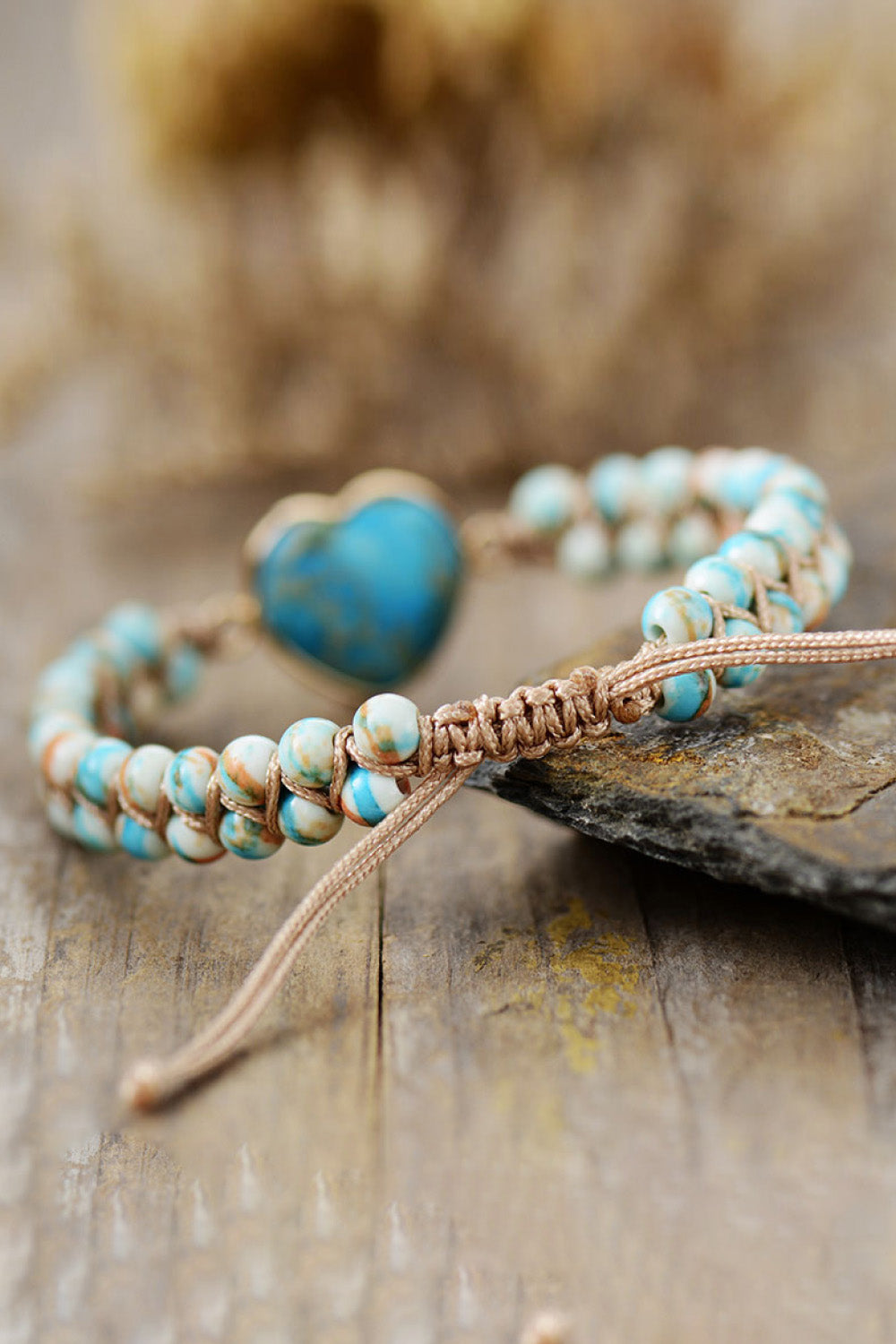 Handmade Heart Shape Natural Stone Bracelet - Women’s Jewelry - Bracelets - 2 - 2024