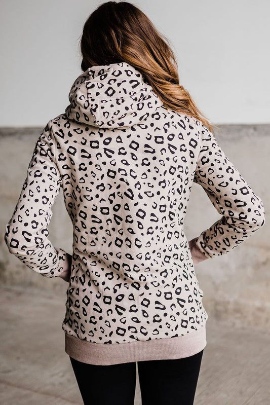 Leopard Print Long Sleeve Hoodie - Kawaii Stop - Kawaii Shop