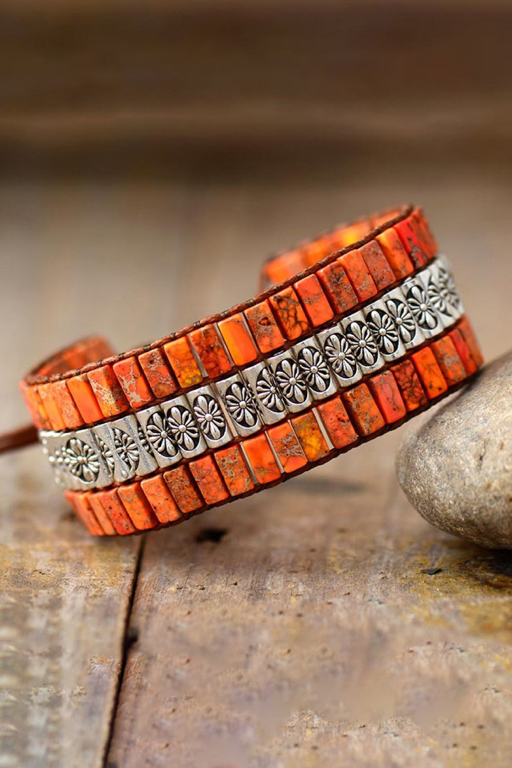 Handmade Triple Layer Natural Stone Bracelet - Orange / One Size - Women’s Jewelry - Bracelets - 8 - 2024