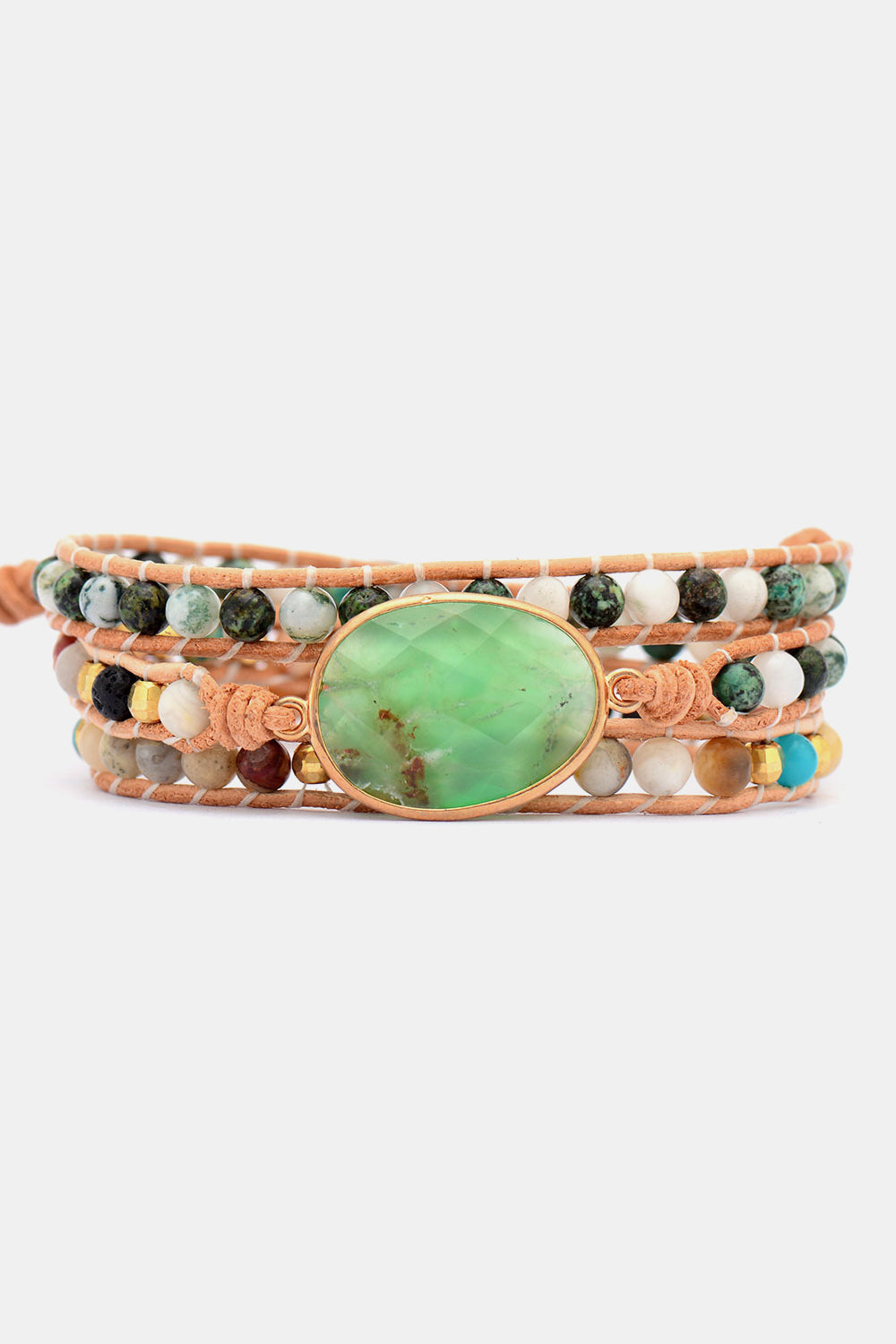 Natural Stone & Agate Layered Bracelet - Green / One Size - Women’s Jewelry - Bracelets - 3 - 2024