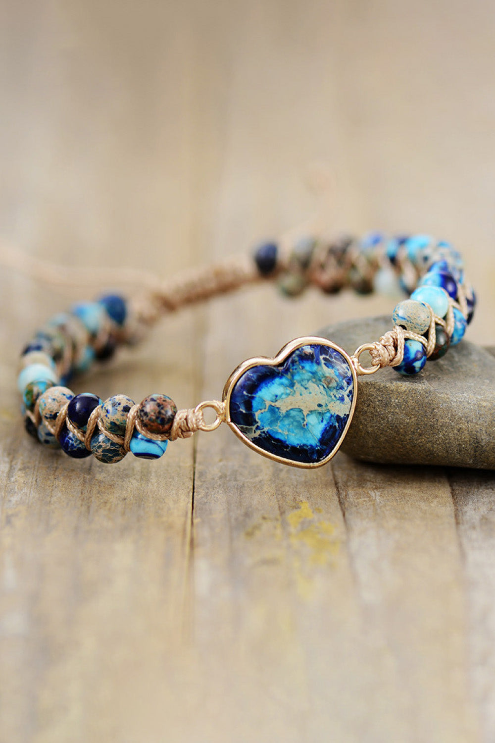 Handmade Heart Shape Natural Stone Bracelet - Dark Blue / One Size - Women’s Jewelry - Bracelets - 6 - 2024